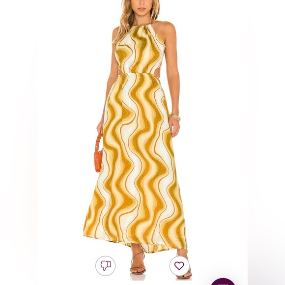 Faithfull the Brand “la puede a” linen halter maxi dress in yellow print. 8 - Picture 3 of 13